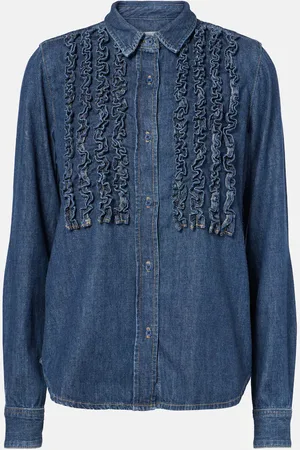 NILI LOTAN Camicia di jeans Lexa con ruches