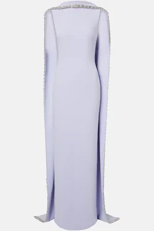 Roland Mouret Abito lungo in crêpe di raso con cristalli
