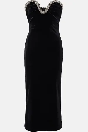 Roland Mouret Abito midi in velluto con cristalli