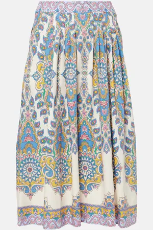 Etro Gonna midi in cotone con stampa paisley