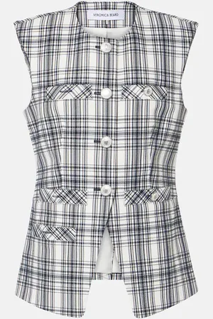 VERONICA BEARD Gilet Tamara in misto cotone a quadri