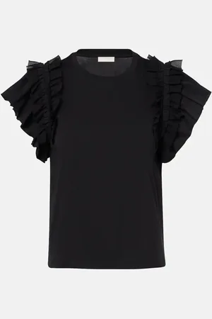 ULLA JOHNSON Top Leia in cotone con volant