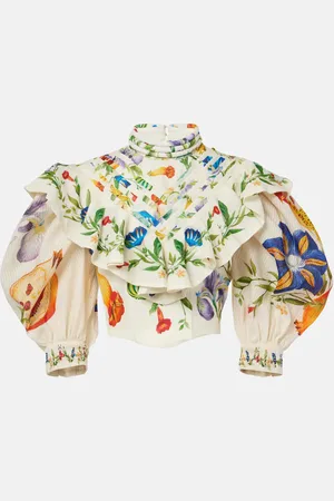 ALÉMAIS Alémais Blusa Flores in lino con stampa