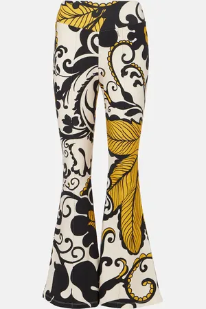 La DoubleJ Pantaloni flared Meditation in misto cotone con stampa