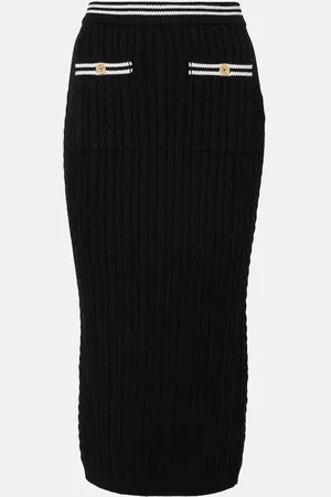 Alessandra Rich Gonna midi in maglia di cotone a trecce