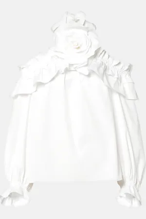 Carolina Herrera Top in misto cotone con applicazione floreale