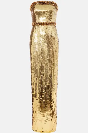 Rebecca Vallance Abito lungo Golden Hour con paillettes