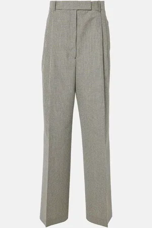 Rohe Róhe Pantaloni a gamba larga Gingham in misto lana