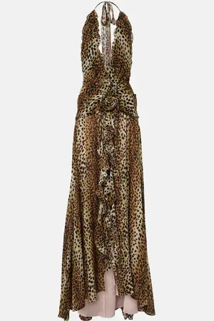 BLUMARINE Abito lungo Georg con stampa leopardata