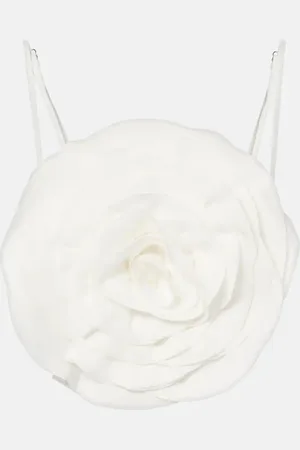 BLUMARINE Top cropped con applicazione floreale