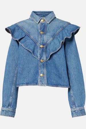 ULLA JOHNSON Camicia di jeans Mathilde con volant