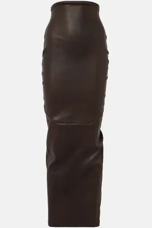 Rick Owens Gonna lunga Dirt Pillar con pelle