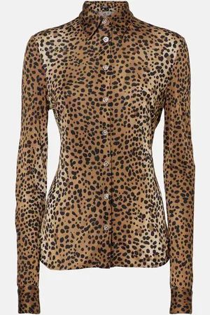 VERSACE Camicia con stampa leopardata