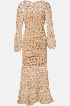 ANNA KOSTUROVA Abito lungo Bianca in crochet di cotone