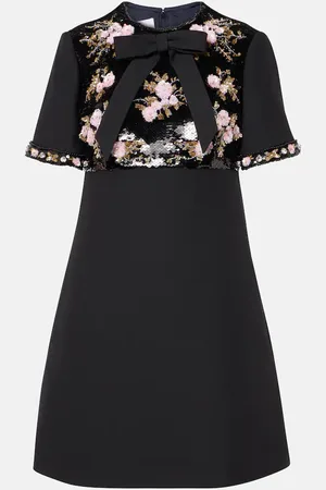 VALENTINO Abito corto in Crepe Couture con ricamo