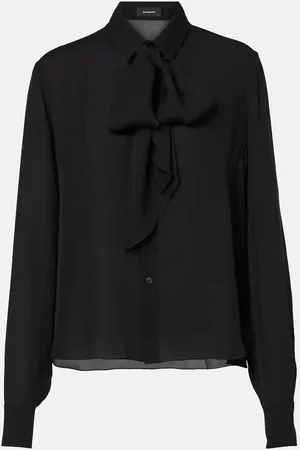 WARDROBE.NYC Blusa in seta con fiocco