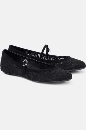 Gianvito Rossi Ballerine MJ in pizzo con pelle