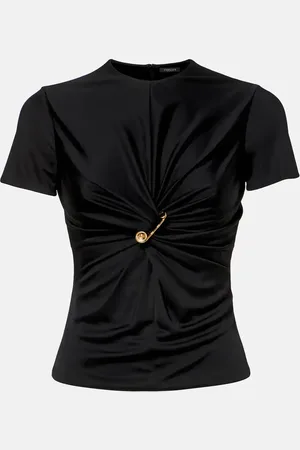 VERSACE Top in jersey con ruches