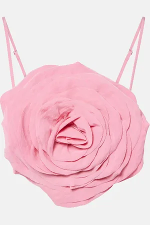 BLUMARINE Top cropped in gabardine con applicazione