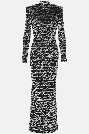 Balmain Abito lungo Love Letter in jacquard