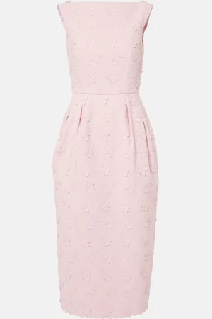 Erdem Abito midi in canvas con ricami floreali