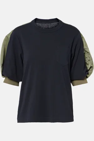 SACAI T-shirt in jersey di cotone con twill