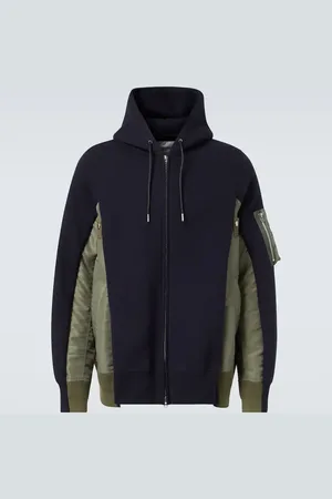 SACAI Felpa in jersey di cotone e twill tecnico