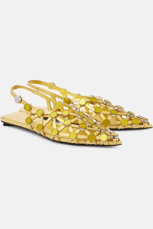 The Attico Ballerine slingback Grid in pelle metallizzata