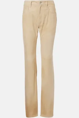 Ralph Lauren Pantaloni regular Scottie in pelle a vita bassa
