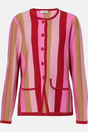 RIXO London Cardigan Mirja in misto lana a righe