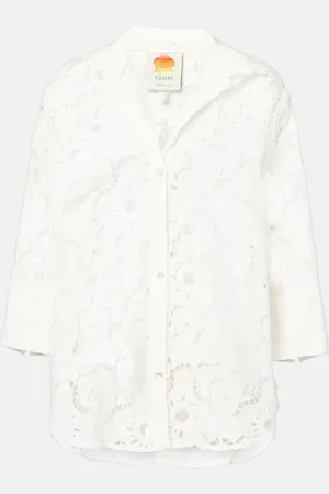 Farm Rio Camicia White Sun in cotone sangallo