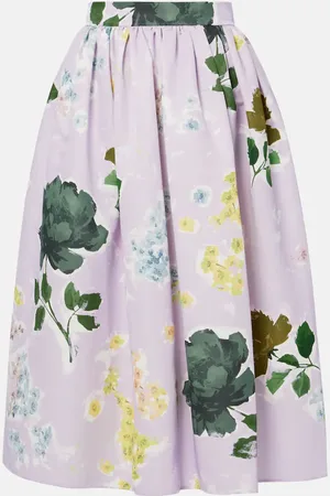 Erdem Gonna midi in misto cotone con stampa