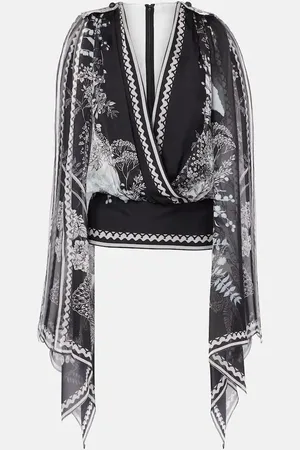 Elie saab Blusa in chiffon di seta con stampa