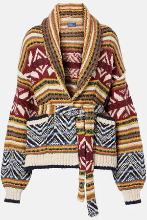 Ralph Lauren Cardigan in jacquard di cotone, lino e lana