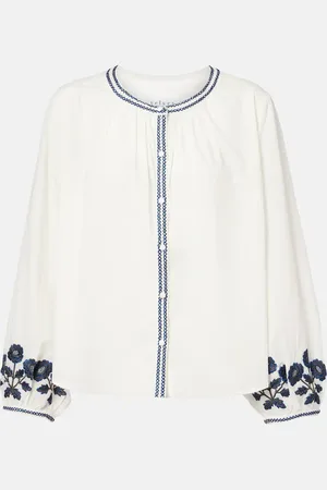 Velvet Blusa Rahwa in cotone con ricamo
