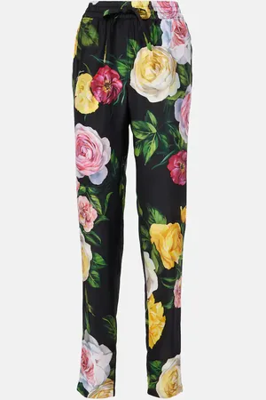 Dolce & Gabbana Pantaloni regular in seta con stampa