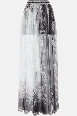 Elie saab Gonna lunga in chiffon di seta con stampa