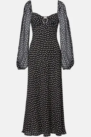 RIXO London Abito lungo Ivy in seta a pois