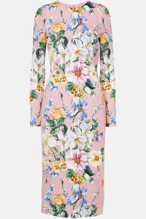 Dolce & Gabbana Abito midi in misto seta con stampa