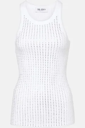 The Attico Top in jersey di cotone con cristalli