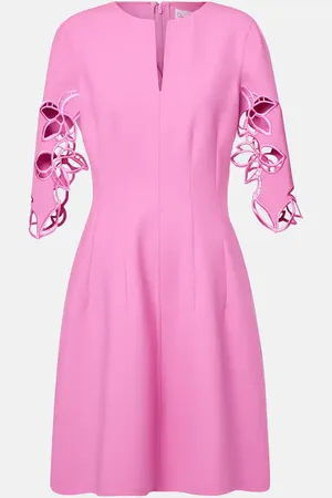 Oscar de la Renta Abito midi in misto lana con pizzo e ricami