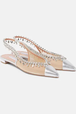 Aquazzura Ballerine slingback Temptation Crystal in mesh