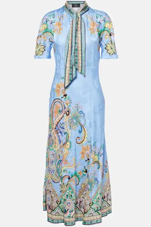 Etro Abito midi in raso con stampa paisley