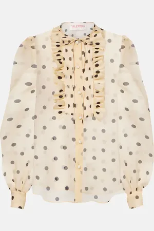 VALENTINO Blusa in organza di seta a pois