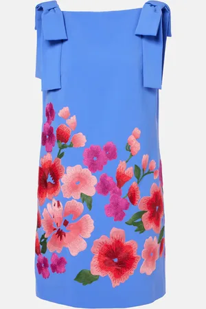 Carolina Herrera Abito corto in crêpe con ricamo floreale