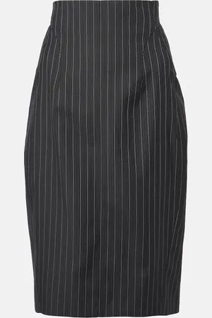 MUGLER Gonna midi in misto lana gessata