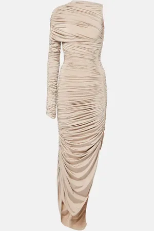 MUGLER Abito lungo asimmetrico con ruches