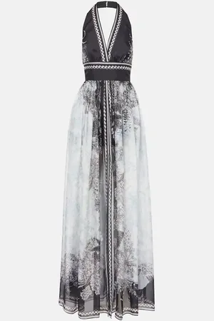 Elie saab Abito lungo in chiffon di seta