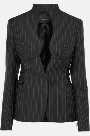 MUGLER Blazer gessato in misto lana