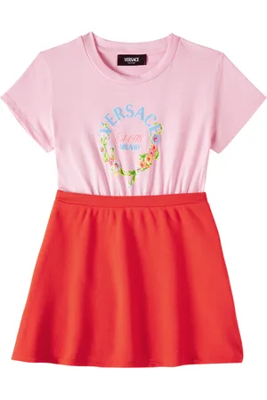 VERSACE Abito in jersey di cotone con logo